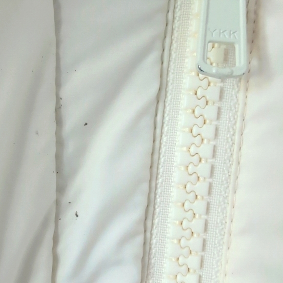 J. Crew Cream & Gold Long Puffer Jacket Down Winter Coat Size Medium - Picture 11 of 15